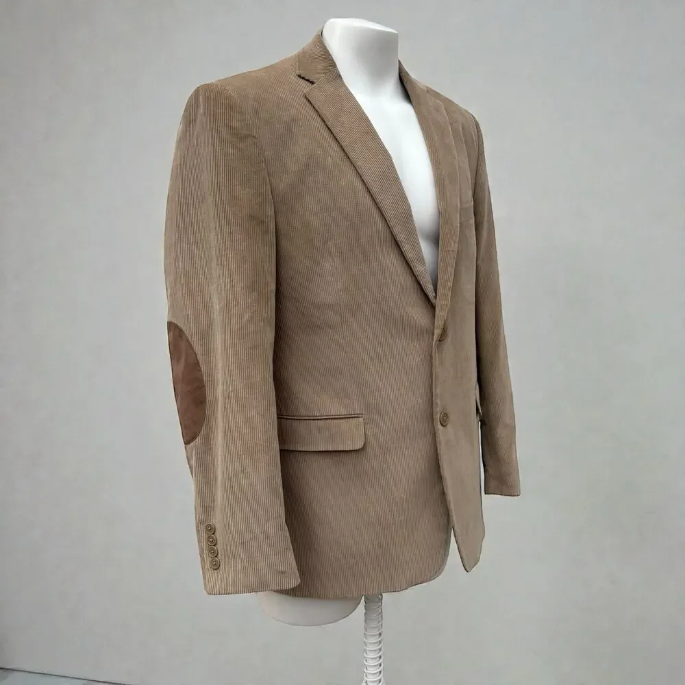 Saddlebred Heritage Mens Corduroy Blazer Sport Coat‎ Elbow Patches Brown 42L